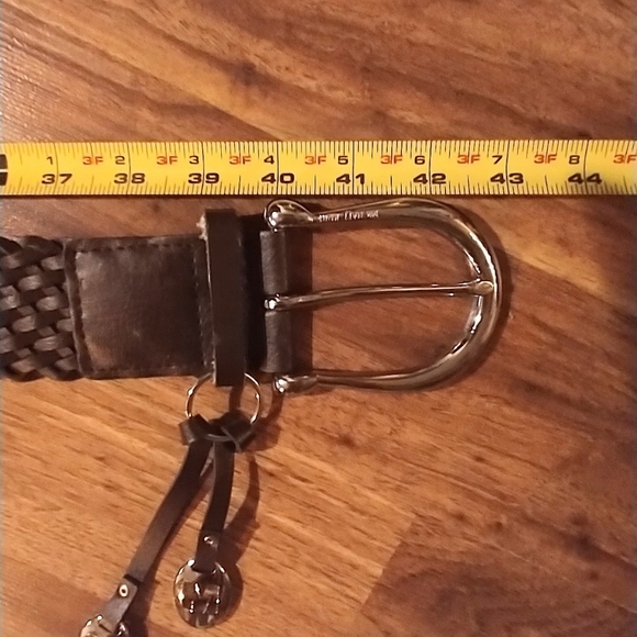 Michael Kors Dark Brown Woven/Braided Equestrian MK Charm Belt NWOT - Picture 10 of 13